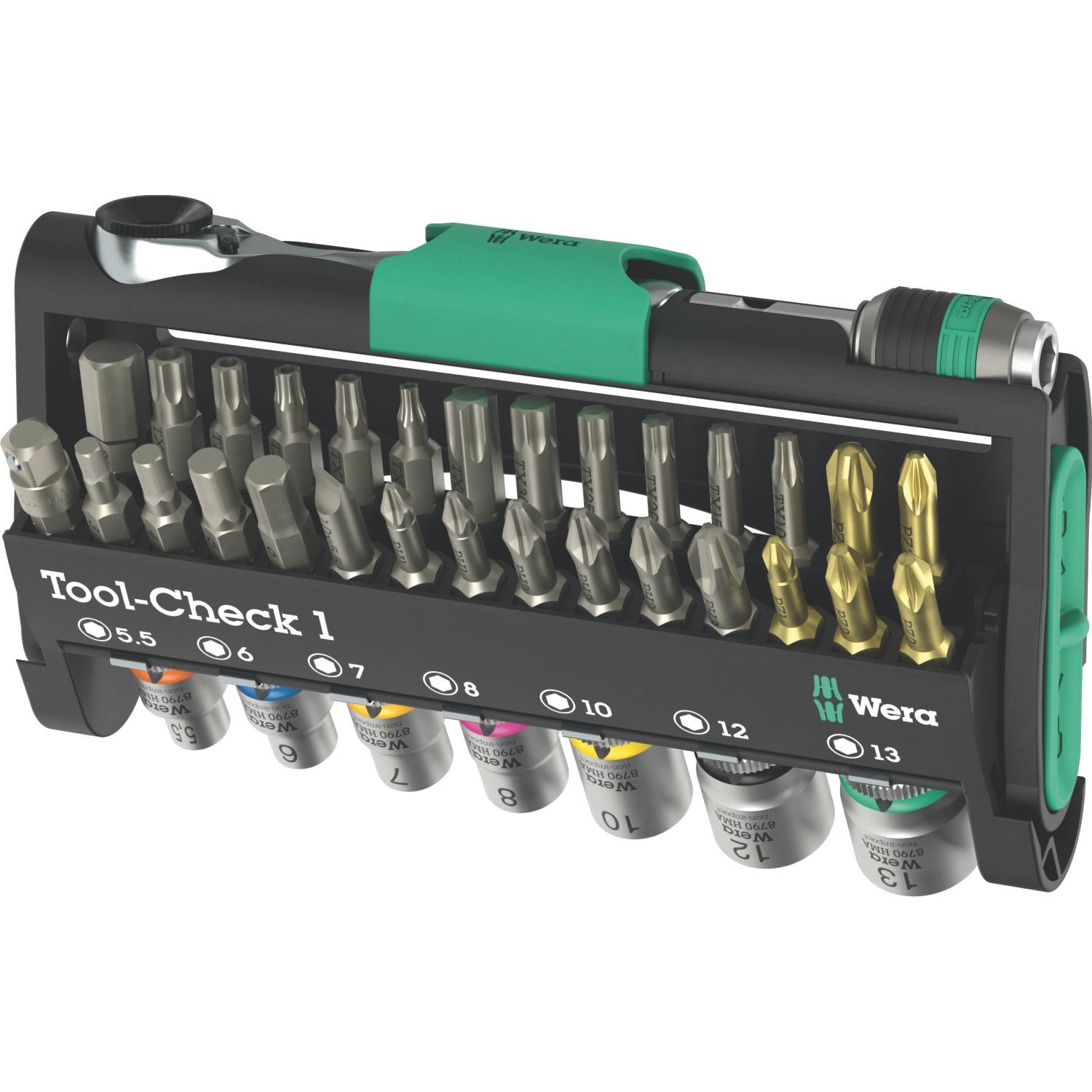 Wera Tool-Check 1 1/4" Drive Compact Ratchet & Accessory Set 38 Pieces (259AY)