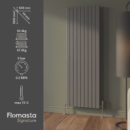 Flomasta  1800mm x 608mm 6298BTU Anthracite Vertical Designer Radiator