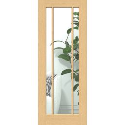 Green & Taylor Worcester 3-Clear Light Unfinished Oak Wooden 3-Panel Internal Glazed Door 1981mm x 762mm