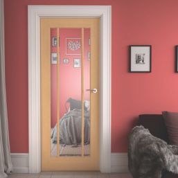 Green & Taylor Worcester 3-Clear Light Unfinished Oak Wooden 3-Panel Internal Glazed Door 1981mm x 762mm