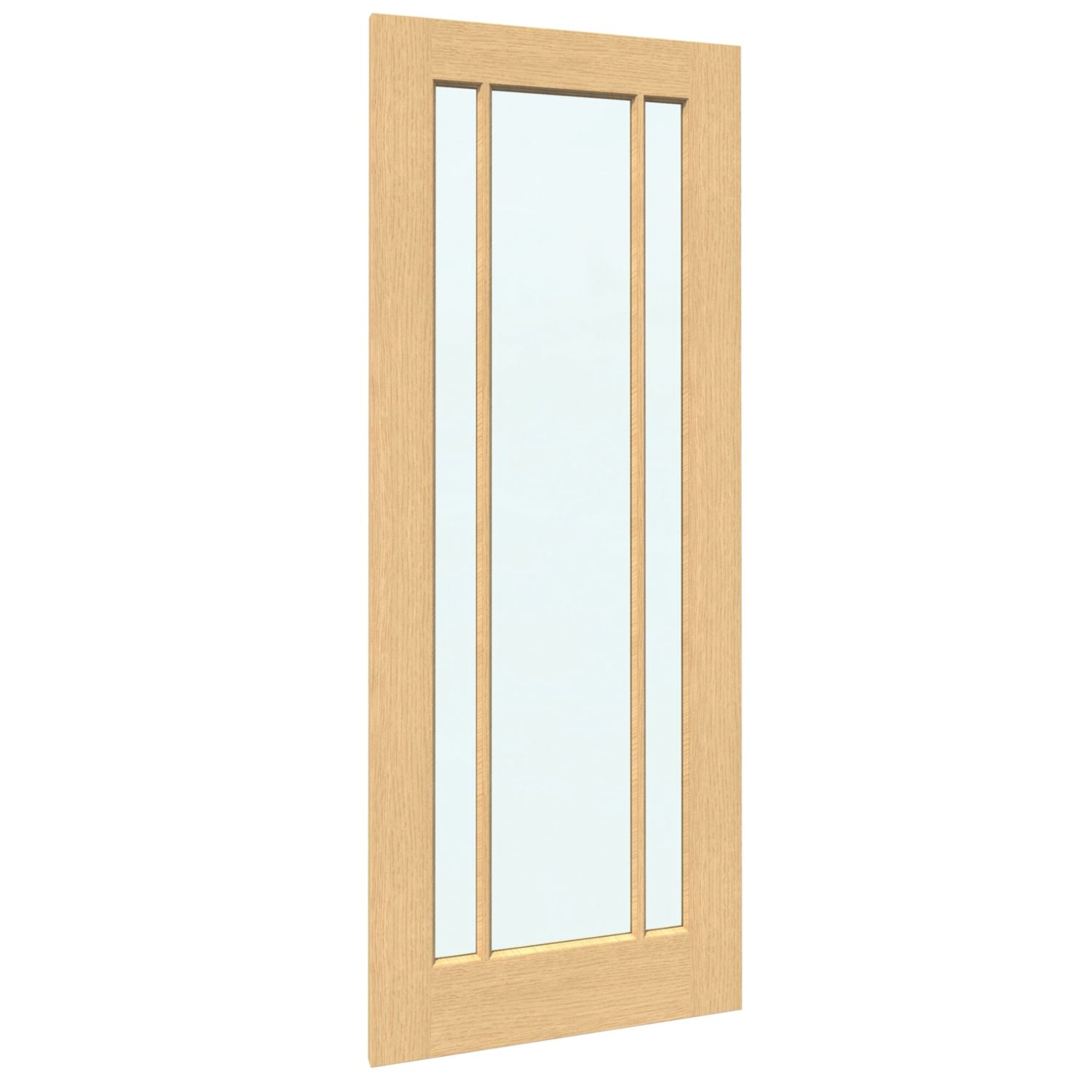Green & Taylor Worcester 3-Clear Light Unfinished Oak Wooden 3-Panel Internal Glazed Door 1981mm x 762mm (259CT)
