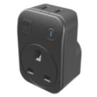 Masterplug 2-Outlet Type C Plug-Through Surge Adaptor Black 3A