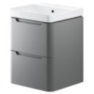 Wall-Hung Vanity Unit & Basin Matt Grey 500mm x 460mm x 662mm