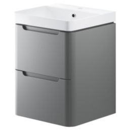 Wall-Hung Vanity Unit & Basin Matt Grey 500mm x 460mm x 662mm