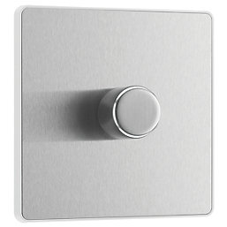 British General Evolve 1-Gang 2-Way LED Dimmer Switch  Brushed Steel with White Inserts