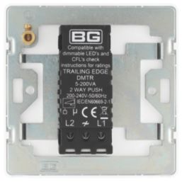 British General Evolve 1-Gang 2-Way LED Dimmer Switch  Brushed Steel with White Inserts