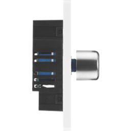 British General Evolve 1-Gang 2-Way LED Trailing Edge Single Push Dimmer Switch with Rotary Control  Brushed Steel with White Inserts