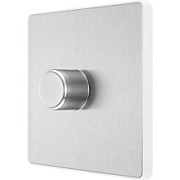 British General Evolve 1-Gang 2-Way LED Dimmer Switch  Brushed Steel with White Inserts