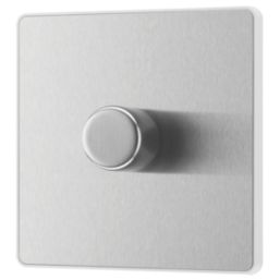 British General Evolve 1-Gang 2-Way LED Dimmer Switch  Brushed Steel with White Inserts