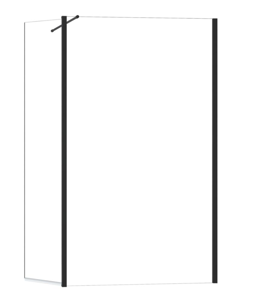 Triton Neo  Frameless Showerwall & Swivel Panel Black 1000mm x 2000mm