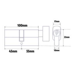 Cisa 2 Star 10-Pin Astral S Series 10-Pin Euro Cylinder & Thumbturn 45-55 (100mm) Nickel-Plated