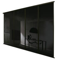 Spacepro Classic 4-Door Framed Glass Sliding Wardrobe Doors Black Frame Black Panel 2978 x 2260mm