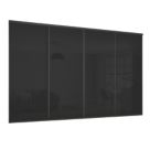 Spacepro Classic 4-Door Framed Glass Sliding Wardrobe Doors Black Frame Black Panel 2978mm x 2260mm