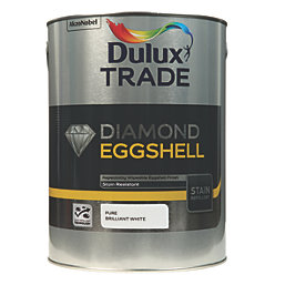 Dulux Trade Diamond Eggshell Pure Brilliant White Trim Quick-Drying Paint 5Ltr