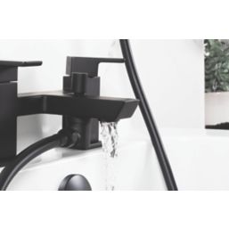 Bristan Cobalt Black 123mm Deck Mounted Dual Control Manual Shower Mixer Tap