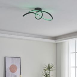 Eglo Calarossa-Z RGBW LED Smart Ceiling Light Black 22W 2500lm