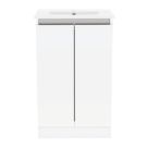 Newland  Double Door Floor Standing Vanity Unit with Basin Gloss White 500mm x 370mm x 840mm