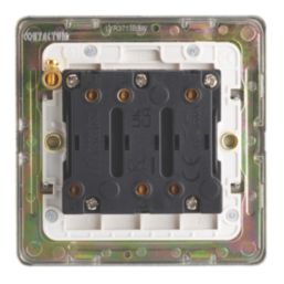 Contactum Lyric 10AX 1-Gang 3-Pole Fan Isolator Switch Brushed Brass  with White Inserts