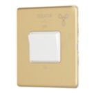 Contactum Lyric 10AX 1-Gang 3-Pole Fan Isolator Switch Brushed Brass  with White Inserts