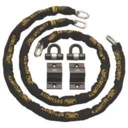 Burg-Wachter Hardened Steel Heavy Duty Security Kit: 2 x Chain, 2 x Lock & 2 x Ground Anchor 2m x 12mm