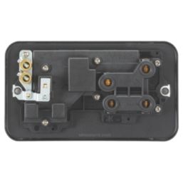 Knightsbridge  45A 2-Gang DP Metal Clad Cooker Switch & 13A DP Switched Socket with Neon with Black Inserts