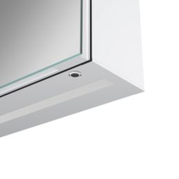Georgia 2-Door Bathroom Mirror Cabinet With 2980lm LED Light Silver Polished 600mm x 135mm x 700mm