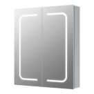 Georgia 2-Door Bathroom Mirror Cabinet With 2980lm LED Light Silver Polished 600mm x 135mm x 700mm