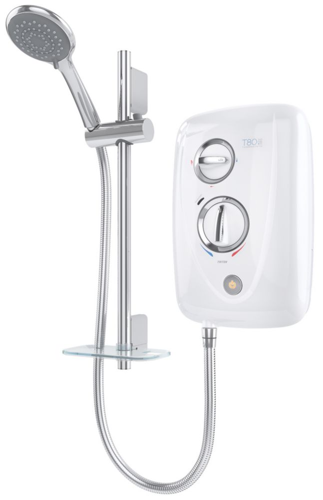Triton T80 Easi-Fit+ White / Chrome 10.5kW Thermostatic Electric Shower