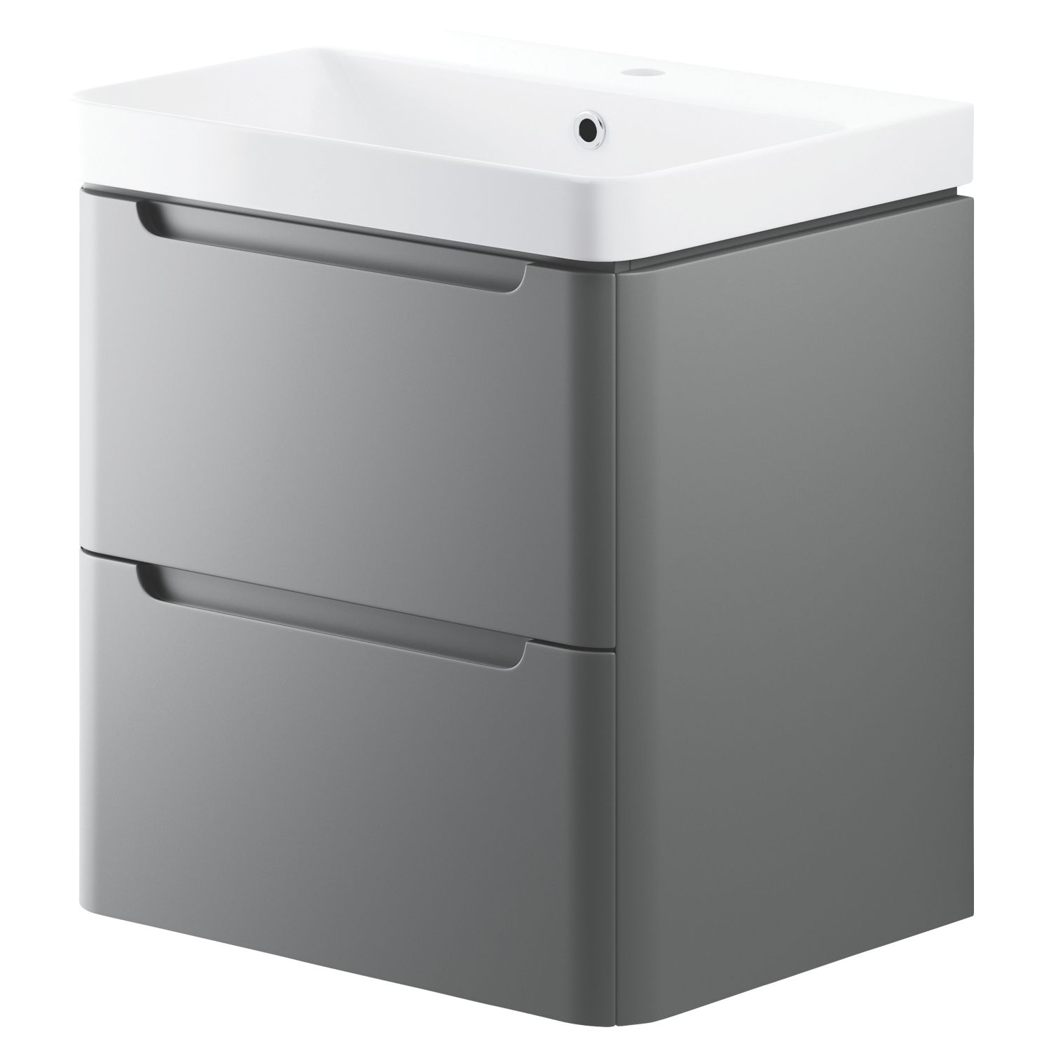 Wall-Hung Vanity Unit & Basin Matt Grey 605mm x 460mm x 662mm (261PJ)