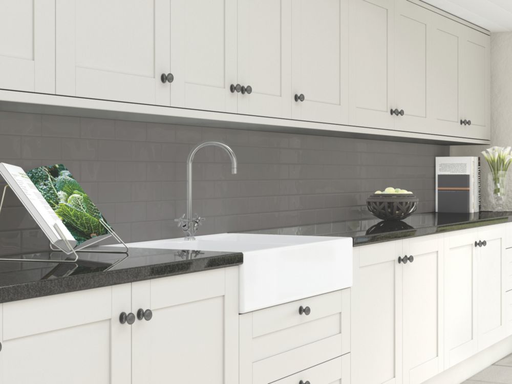 Splashwall Grey Composite Splashback 2440mm X 600mm X 3mm - Screwfix