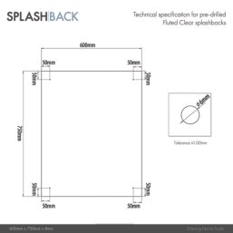 Splashback  Clear with Brass Caps Kitchen Splashback 600mm x 750mm x 4mm