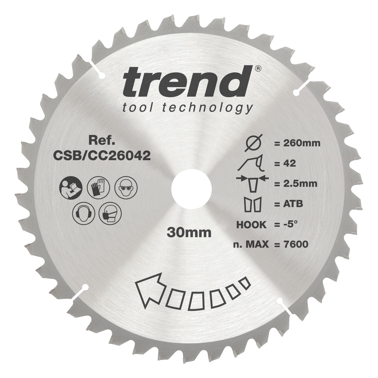 Trend CSB/CC26042 Wood Circular Saw Blade 260mm x 30mm 42T (262EC)
