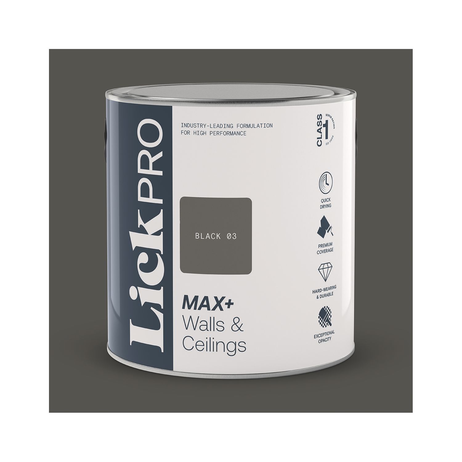 LickPro Max+ 2.5Ltr Black 03 Matt Emulsion Paint (262JX)