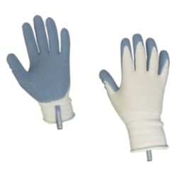 ClipGlove Landscaper  Womens Polyester & Latex Gardening Gloves Blue / Cream Small