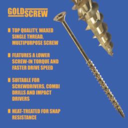 Goldscrew  PZ Double-Countersunk Thread Cutting Multipurpose Screws 5mm x 100mm 100 Pack