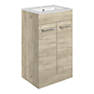 Ohio 2-Door Bathroom Vanity Unit with Ceramic Basin Effect Oak 510mm x 390mm x 848mm