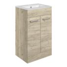 Ohio 2-Door Bathroom Vanity Unit with Ceramic Basin Effect Oak 510mm x 390mm x 848mm