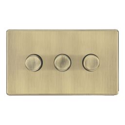 LAP  3-Gang 2-Way LED Dimmer Switch  Antique Brass with Colour-Matched Inserts