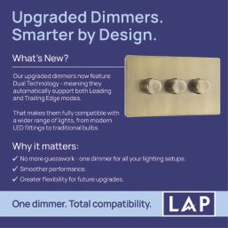 LAP  3-Gang 2-Way LED Dimmer Switch  Antique Brass with Colour-Matched Inserts