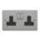 Varilight  13A 2-Gang 2-Pole Switched Socket Brushed Steel  with Black Inserts