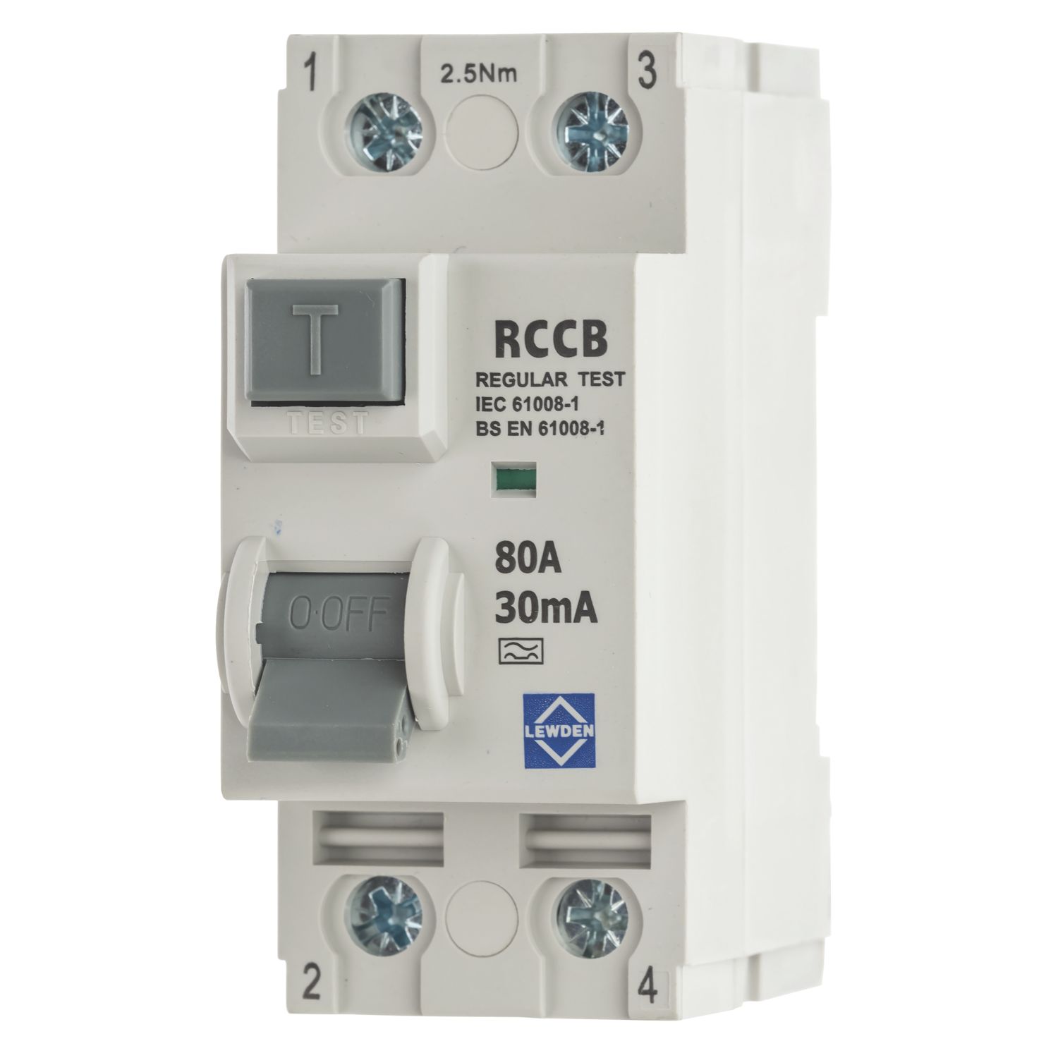 Lewden 80A 30mA 1+N A Curve RCCB (263HM)