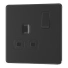 LAP  13A 1-Gang DP Switched Socket Matt Black  with Black Inserts