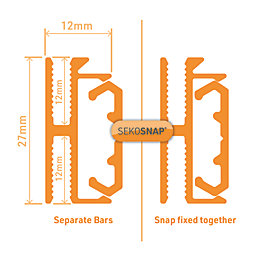 Sekosnap White 3mm H-Connector Fix Bar 2000mm x 27mm