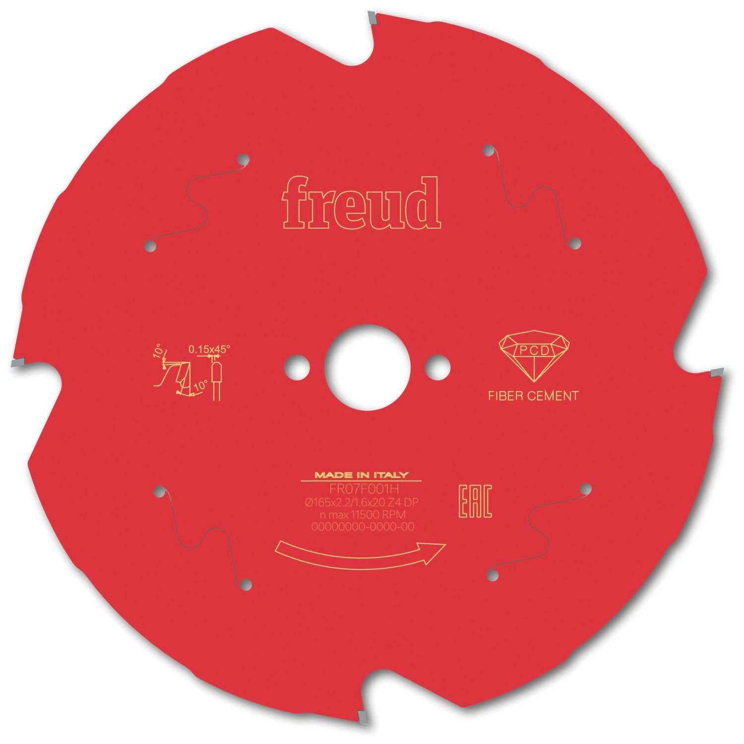 Freud F03FS09838 Fibre Cement Circular Saw Blade 165mm x 20mm 4T (263VV)