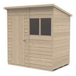 Forest  6' x 4' (Nominal) Pent Overlap Timber Shed with Base & Assembly