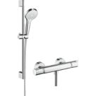 Hansgrohe Croma Select HP Rear-Fed Exposed White/Chrome Thermostatic Mixer Shower
