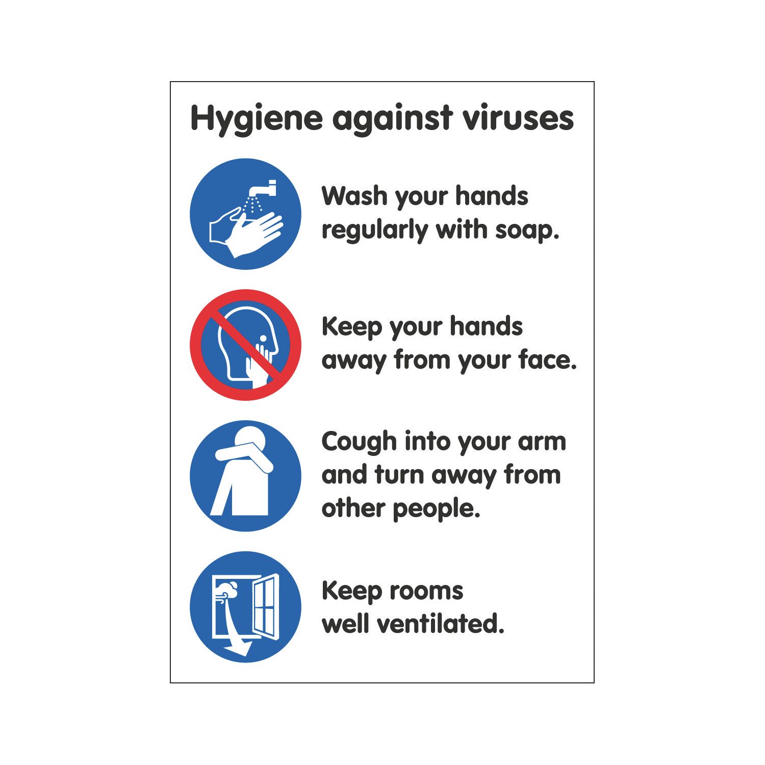 Essentials "Hygiene Advice Against Viruses" Sign 297mm x 210mm 10 Pack (264KK)