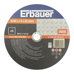 Erbauer  Metal Cutting Discs 9" (230mm) x 1.9mm x 22.2mm 5 Pack