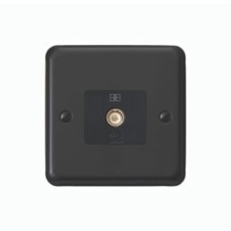 MK Contoura 1-Gang Coaxial TV / FM Socket Black with Colour-Matched Inserts
