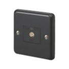 MK Contoura 1-Gang Coaxial TV / FM Socket Black with Colour-Matched Inserts